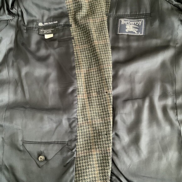 100% Wool Burberrys Jacket Plaid Long Sleeve 2 Button Blazer Sports Coat 46 - Picture 12 of 15